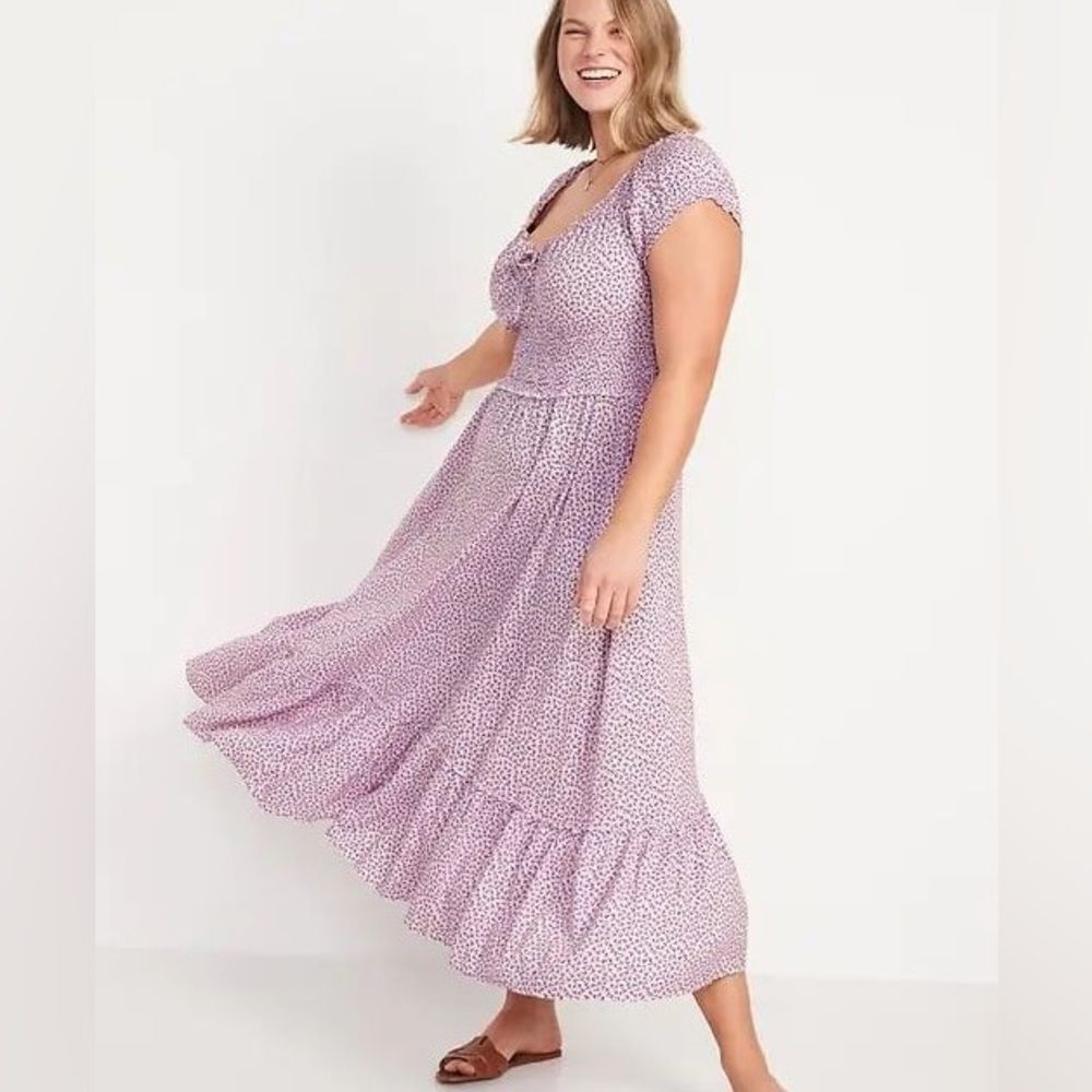 Old Navy Cottagecore Floral Maxi Dress Romantic Smocked Feminine Prairie L